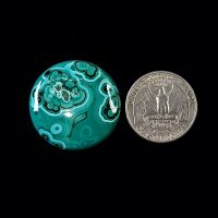 Botryoidal Malachite Cabochon with rich green circular patterns, polished for jewelry making and healing use.