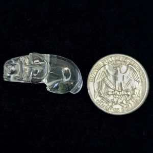 Carved Crystal Dog 30×17×14mm hand-carved clear quartz figurine for collectors, décor, and healing.