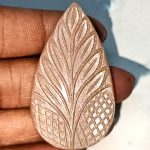 Hand Carved Peach Moonstone with Sunstone inclusions 47×27mm polished cabochon for jewelry making and crystal healing.