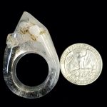Natural Crystal Ring with 46×30mm polished cabochon, clear quartz statement jewelry piece for healing and fashion.