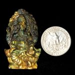 Carved Labradorite Lord Ganesha 47×38mm hand-carved gemstone figurine with blue and golden flashes.