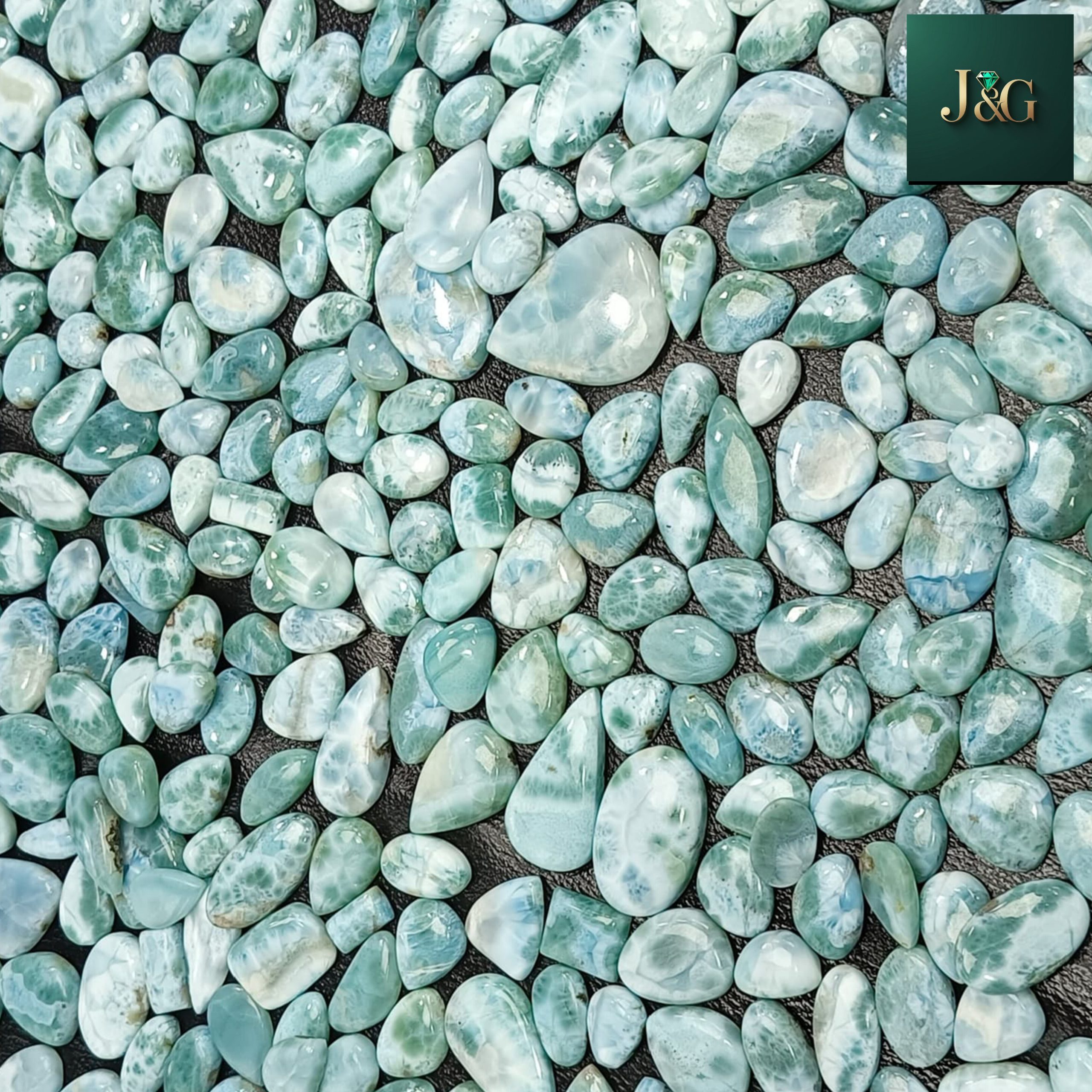 Larimar Cabochons Flat Back – Wholesale Lots for Jewelry Designers & Jewelers