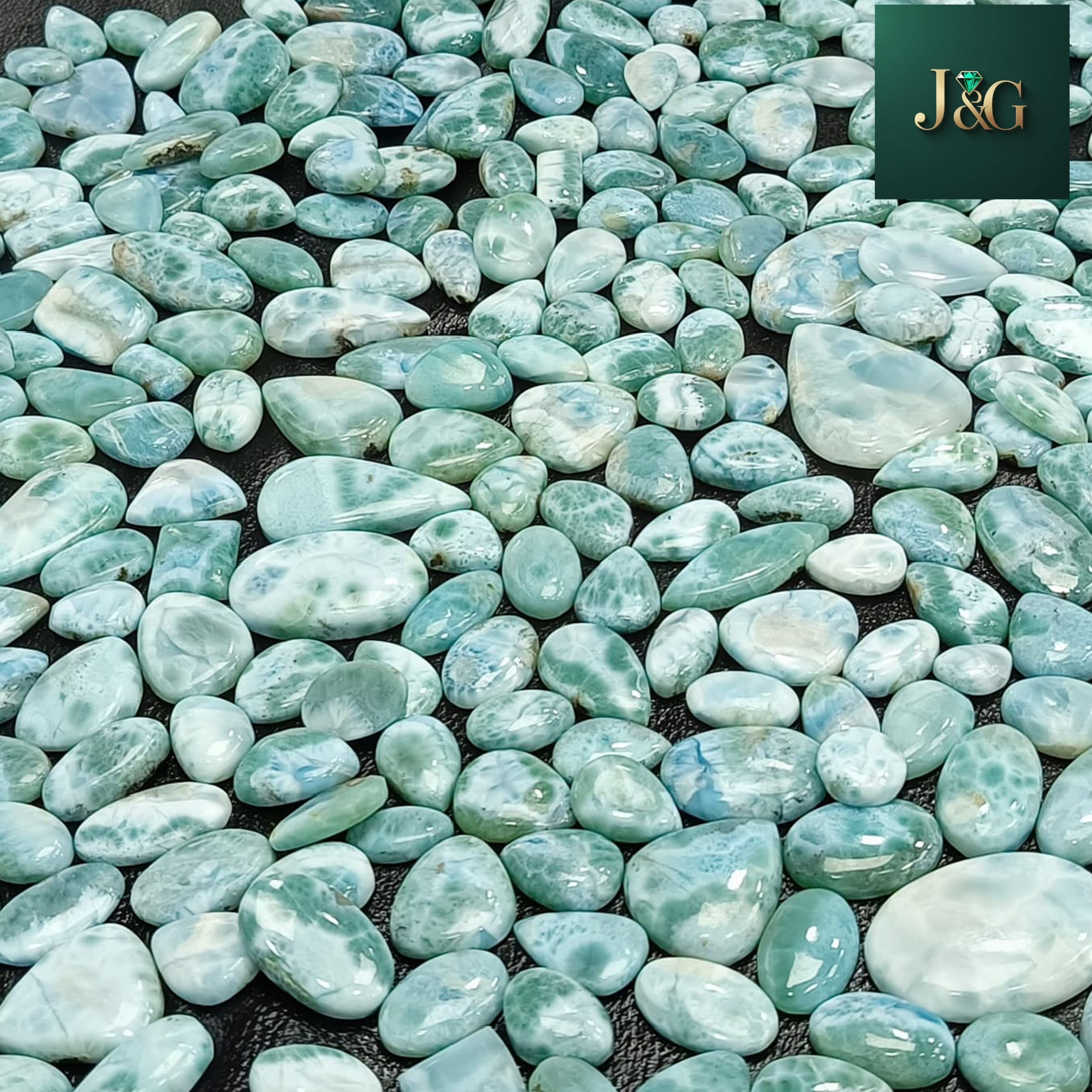 Larimar Cabochons Flat Back – Wholesale Lots for Jewelry Designers & Jewelers